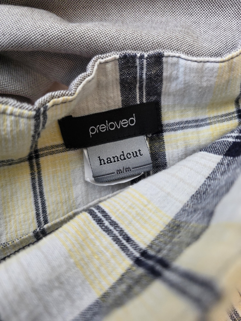 Anthropologie Preloved Handcut Medium Summer Yellow Plaid Midi Skirt - Picture 4 of 5